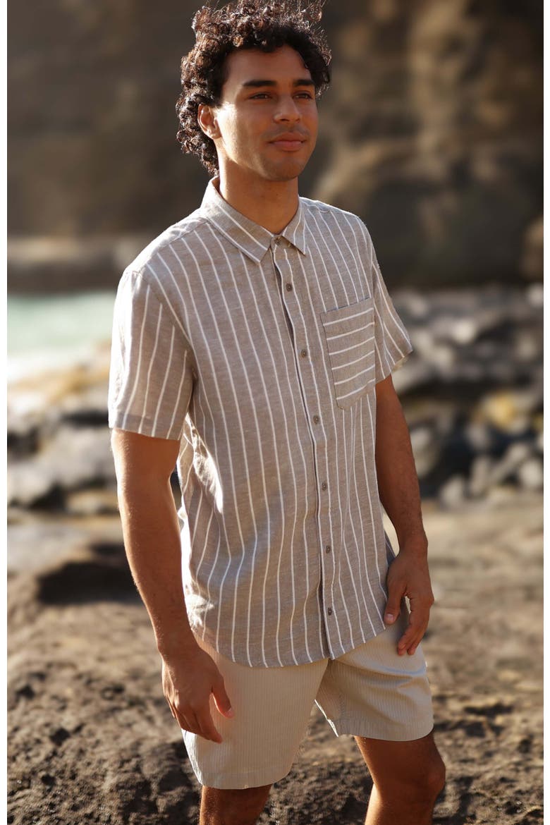 Dundas Shirt, Alternate, color, Clay/Wide Pinstripe