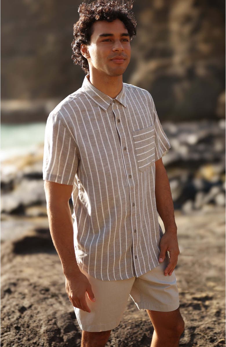 tentree Dundas Shirt, Alternate, color, Clay/Wide Pinstripe