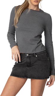 EDIKTED Brianna Stripe Stretch Cotton T-Shirt