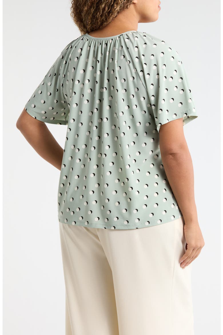 Dot Print Keyhole Peasant Top, Alternate, color, SOFT ALOE MULTI