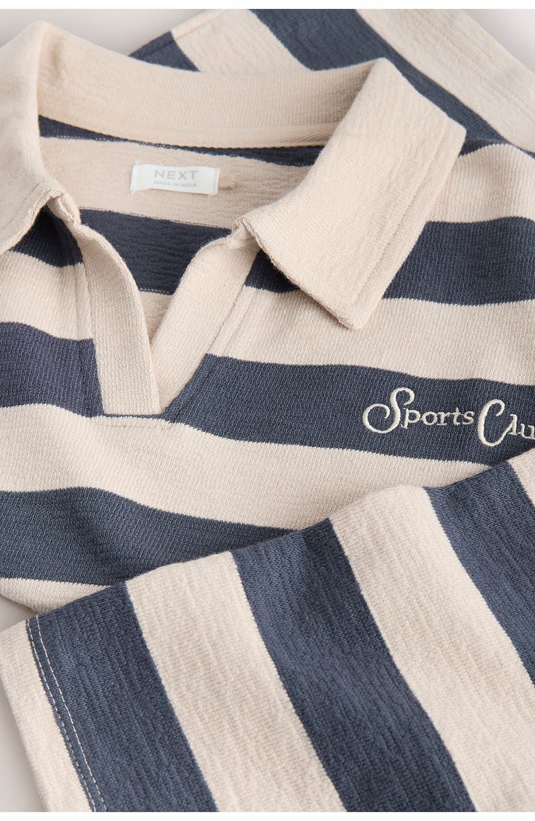 NEXT Kids' Stripe Cotton Rugby Polo, Alternate, color, Blue Multi