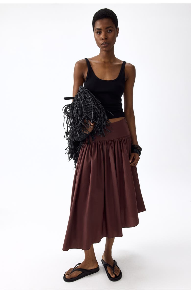 H&M Asymmetric Midi Skirt, Alternate, color, Dark Brown