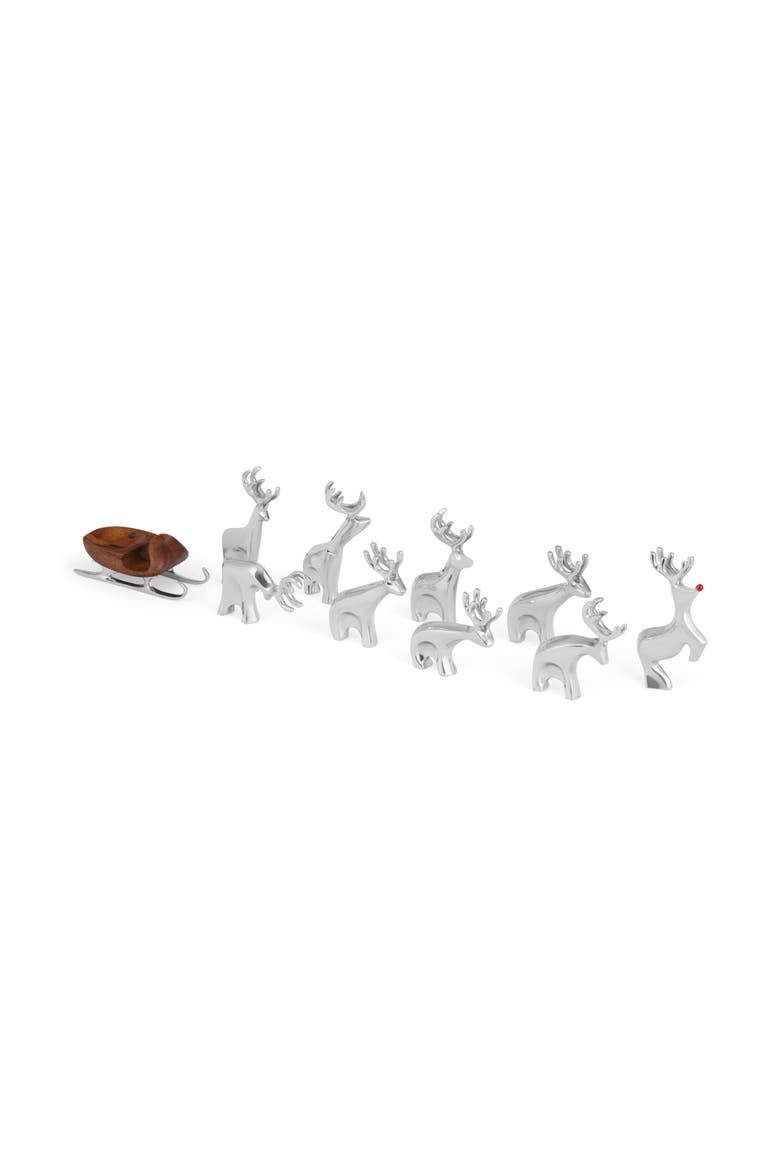 Mini Reindeer 10-Piece Figurine Set, Alternate, color, SILVER