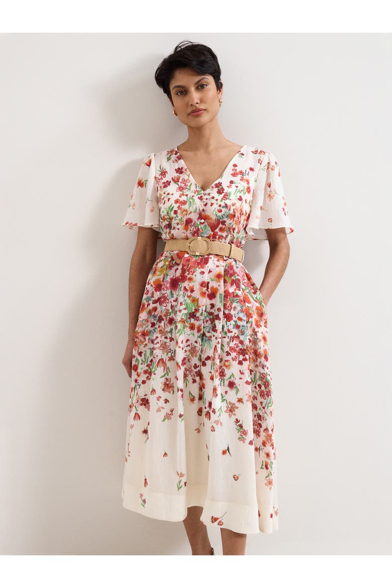 Lovette Floral Dress, Alternate, color, Cream