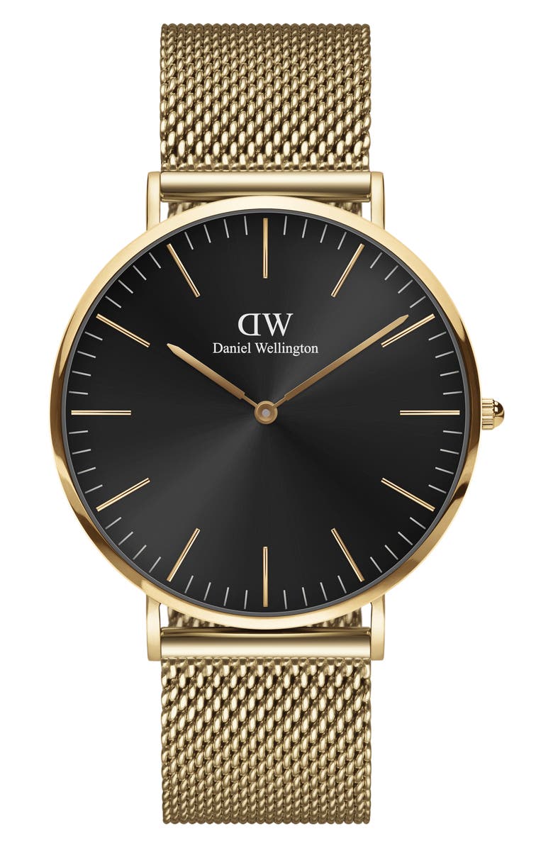 Daniel Wellington Classic Evergold Mesh Strap Watch, 40mm, Main, color,