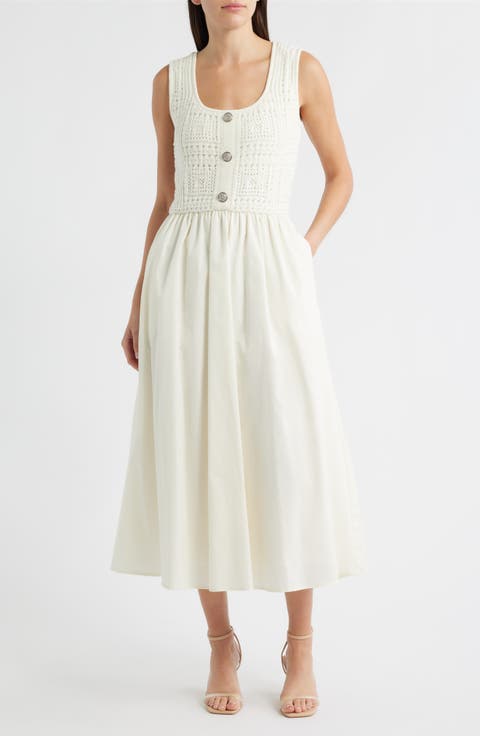 Mixed Media Pointelle Stitch Dress