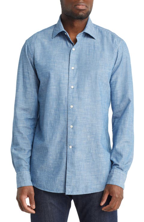 Crown Crafted Selvedge Cotton Chambray Button-Up Shirt