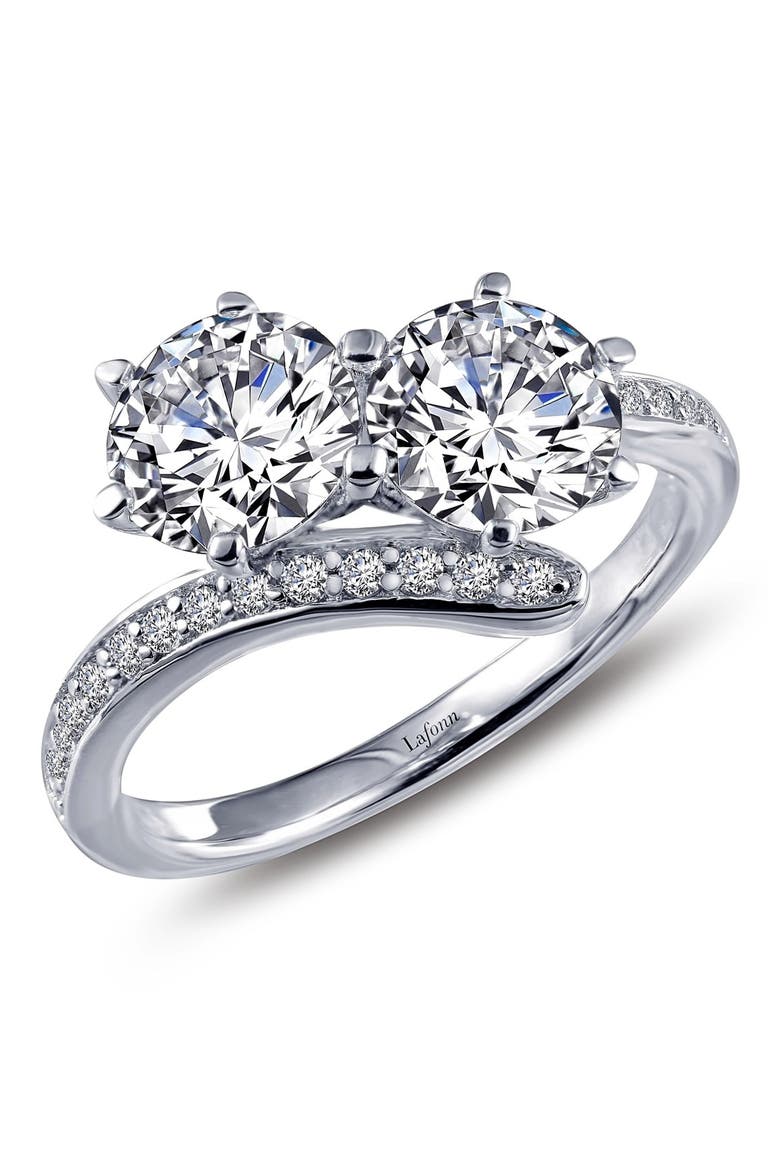 'Lassaire' Two Stone Ring, Main, color, SILVER
