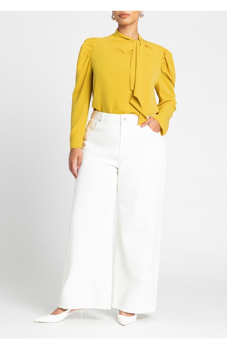 ELOQUII Drape Front Blouse, Alternate, color, Marigold