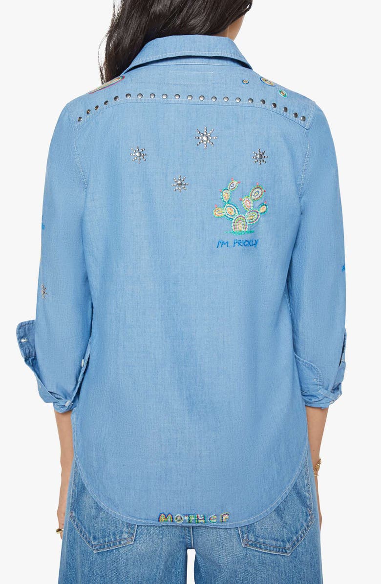 MOTHER The Foxy Boxy Denim Shirt, Alternate, color, Hands Up