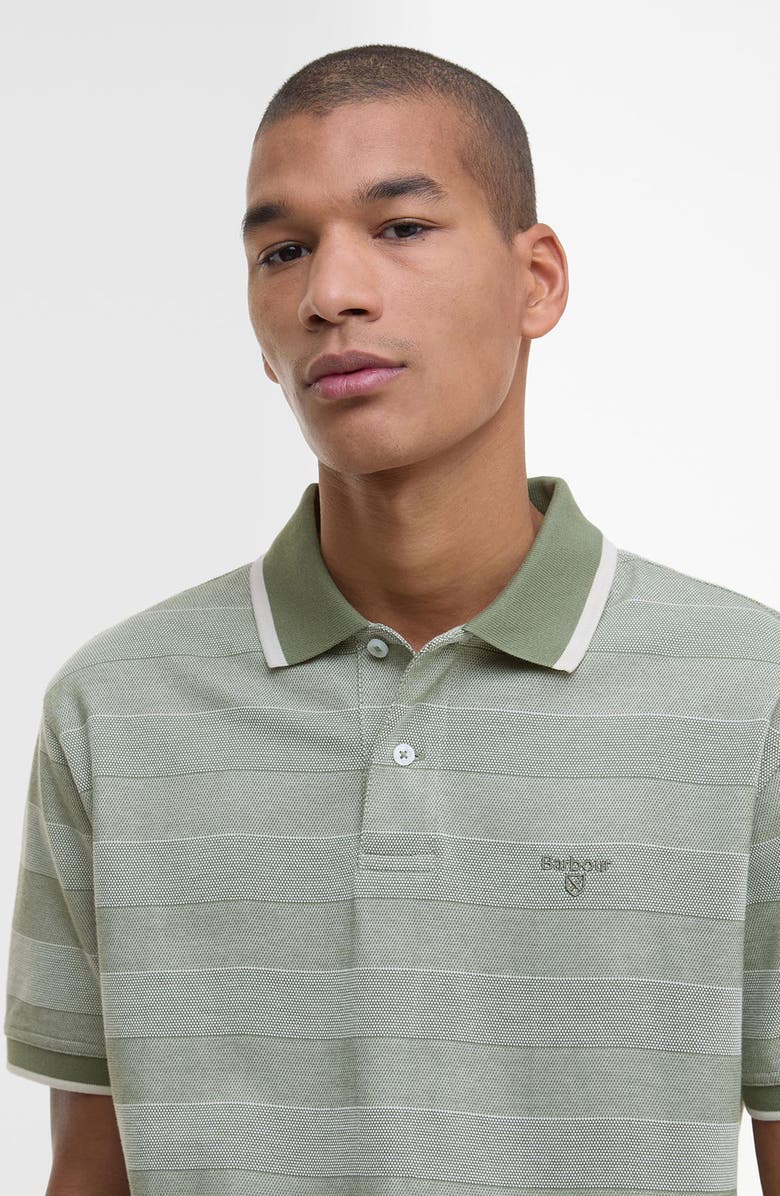 Barbour Branton Textured Stripe Cotton Piqué Polo, Alternate, color, Light Moss
