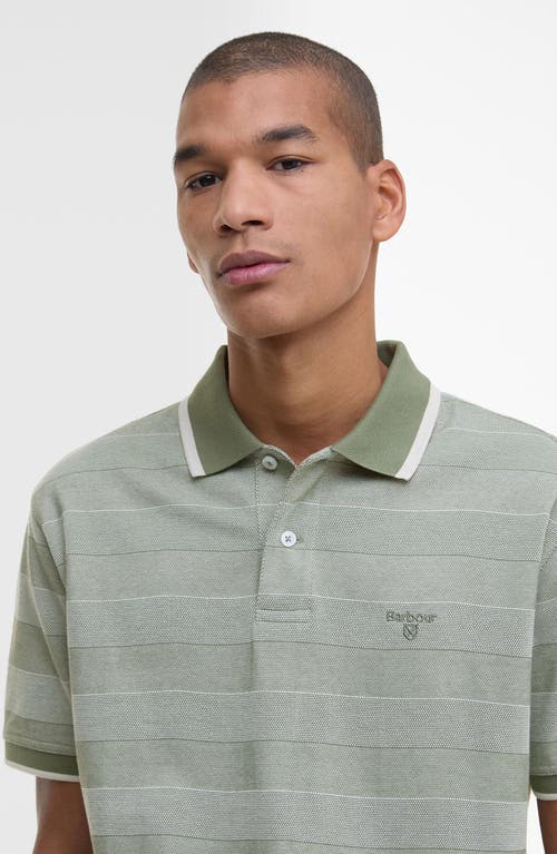 Barbour Branton Textured Stripe Cotton Piqué Polo In Green