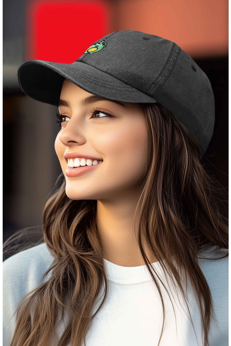 Froggy Unicorn Embroidered Cap, Alternate, color, Washed Gray