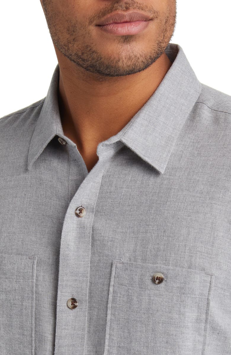 TravisMathew Cloud Flannel Button-Up Shirt, Alternate, color, Heather Quiet Shade