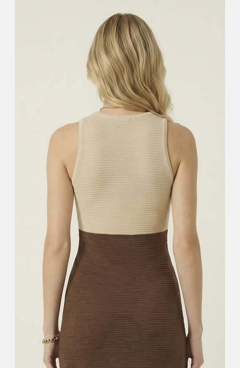 Modenaire Sleeveless Knit Two Tone Maxi Dress, Alternate, color, Oatmeal / Chocolate