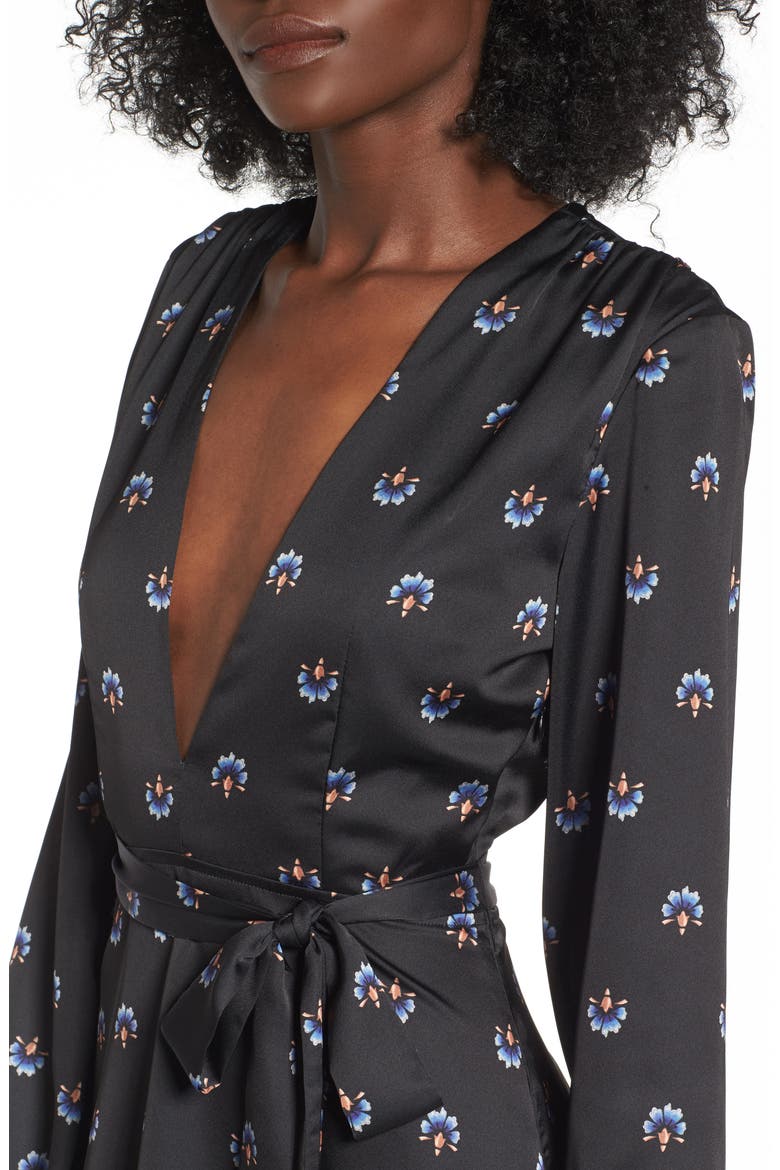 Piper Satin Open Back Dress, Alternate, color, FOULARD