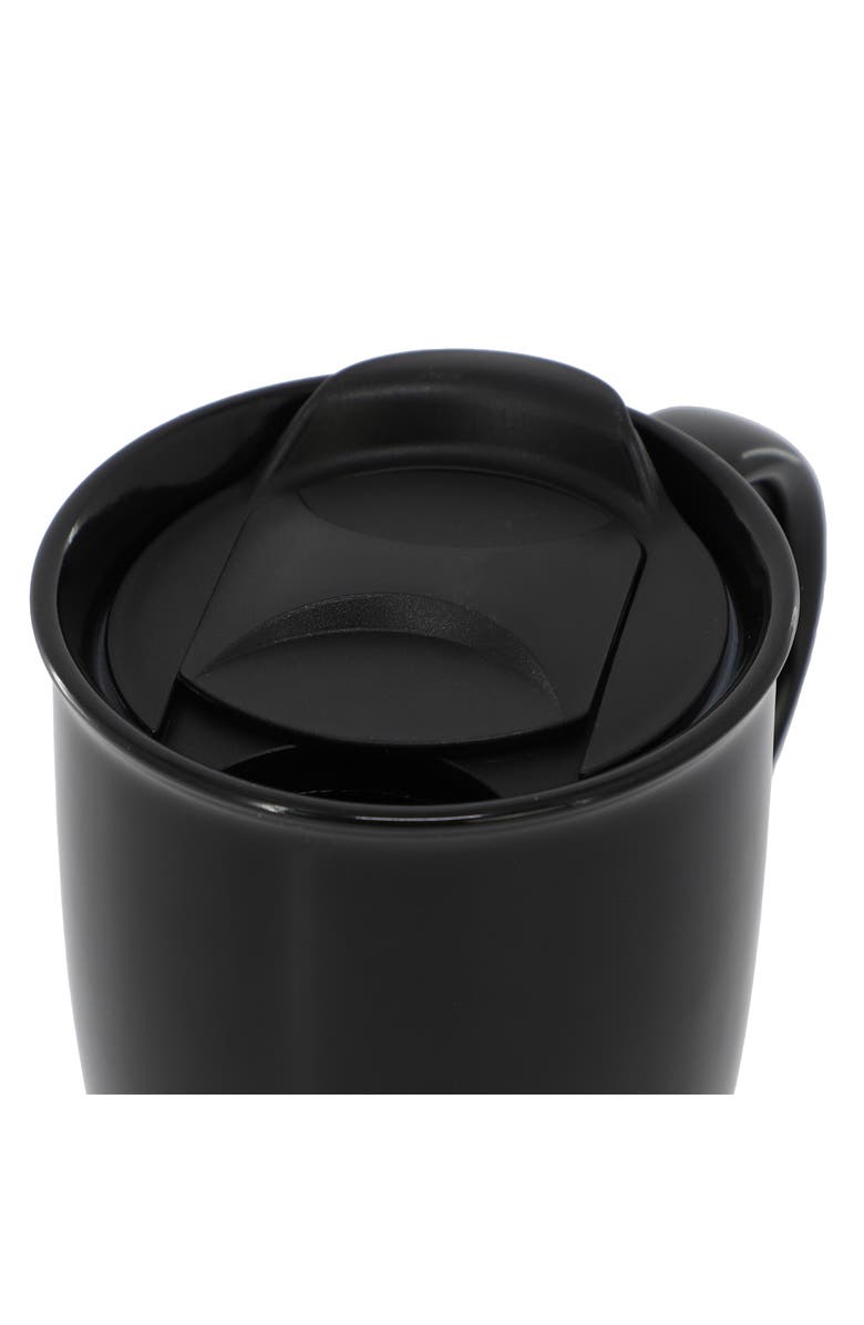 Mr. Coffee Coupleton 4 Piece 15 Ounce Stoneware Travel Mug Set with Lid, Alternate, color, Black