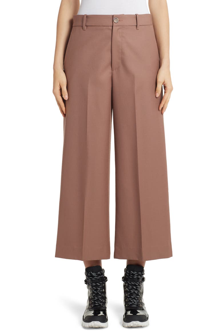 Wide Leg Wool Crop Pants, Main, color, BROWN