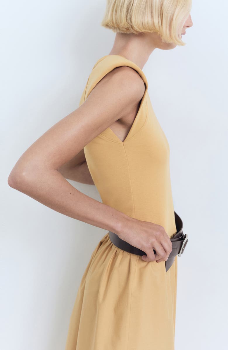 MANGO Shoulder Pad Maxi Dress, Alternate, color, Medium Brown