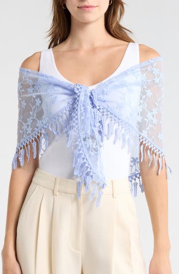 Vince Camuto Floral Lace Trim Scarf | Nordstromrack