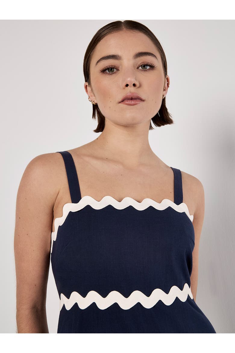 Rick Rack Trim Trapeze Midaxi Dress, Alternate, color, Navy