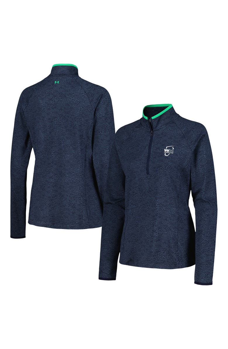 Under Armour Women's Under Armour Navy WM Phoenix Open T2 Green Shellrix Raglan Quarter-Zip Top, Alternate, color,
