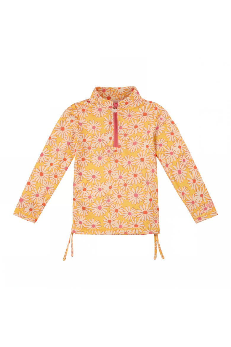 Half Zip Ruched Sun & Swim Shirt, Main, color, Sunshine Daisies
