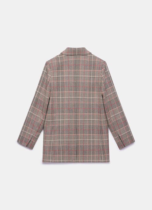 Mint Velvet Checked Double Breasted Blazer In Brown