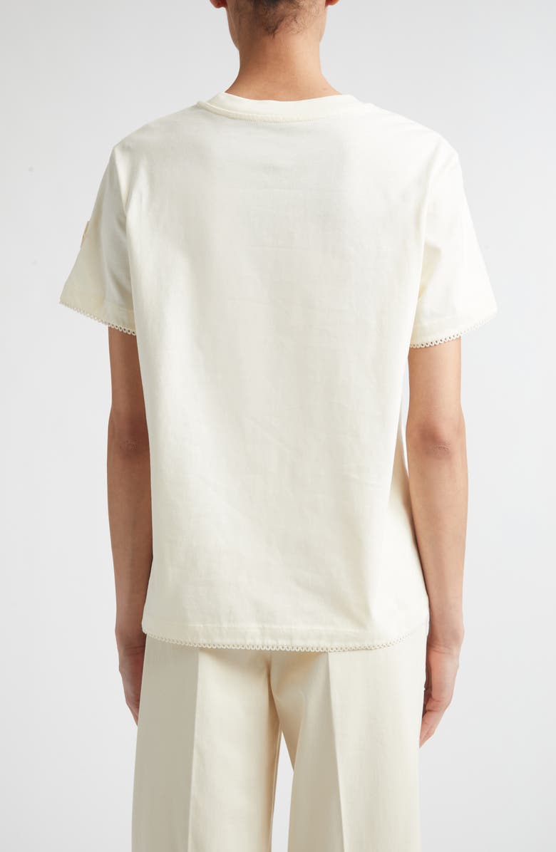 Moncler Scalloped Trim Cotton T-Shirt, Alternate, color, White