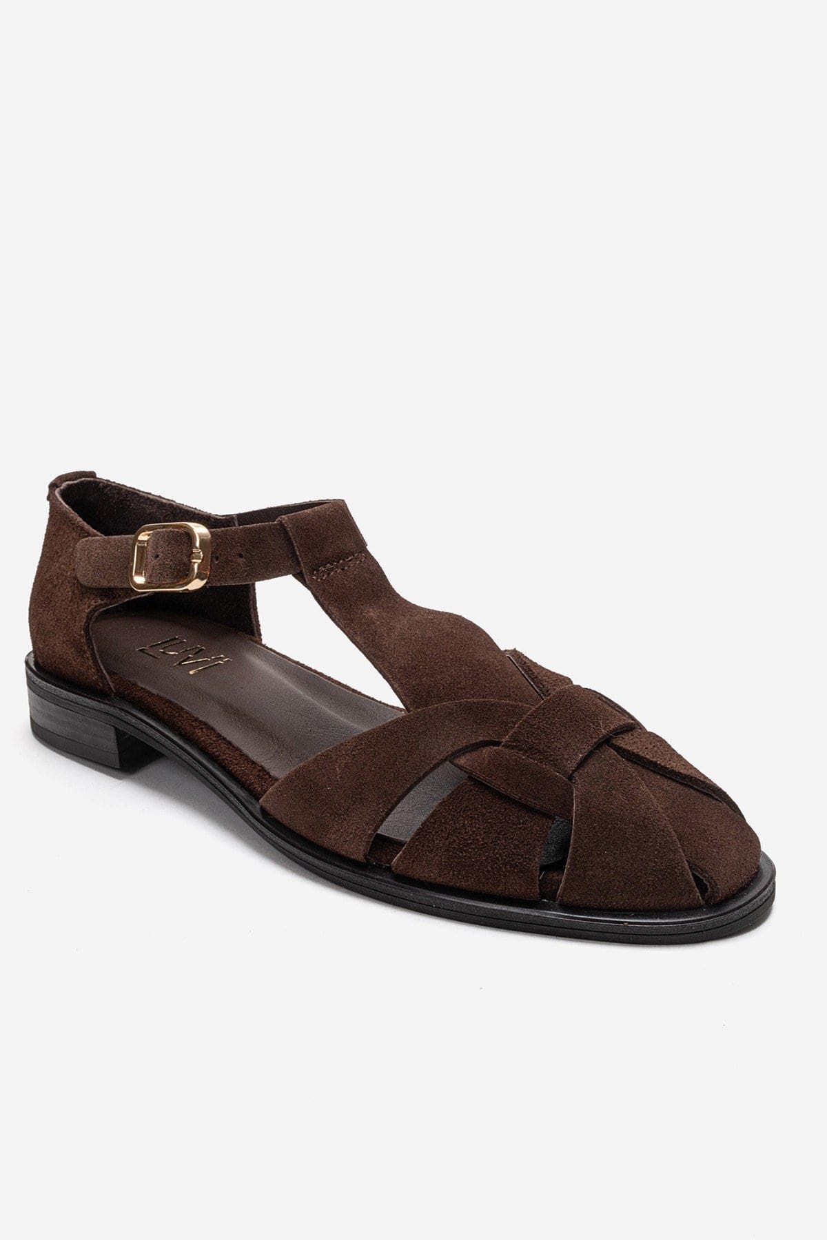 Dexara Leather Sandal, Alternate, color, Brown Suede