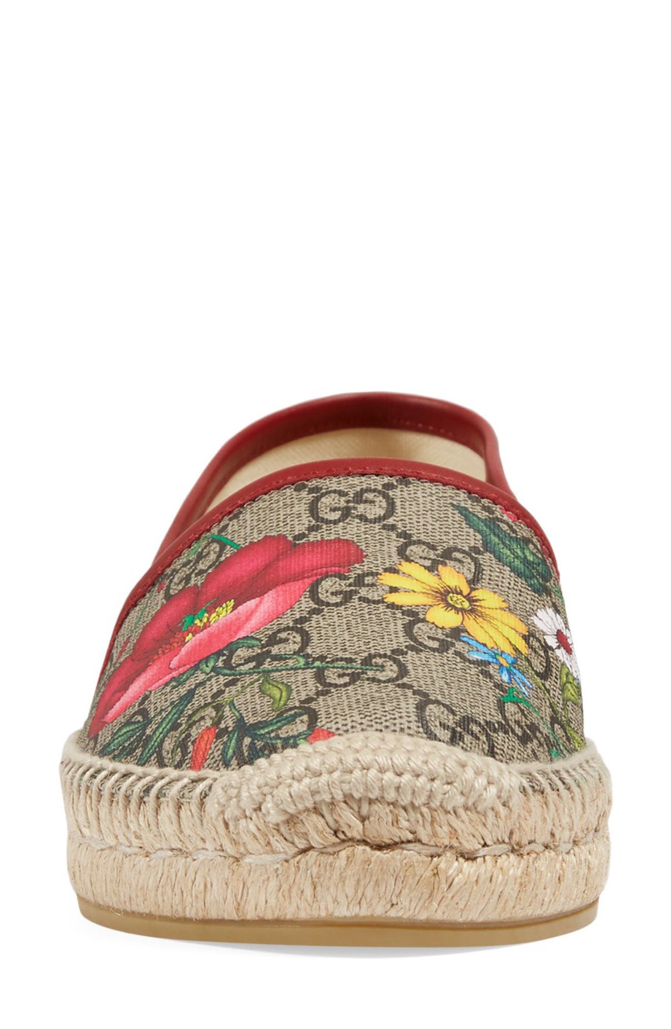 Gucci Pilar Floral GG Supreme Espadrille Flat, Alternate, color, 