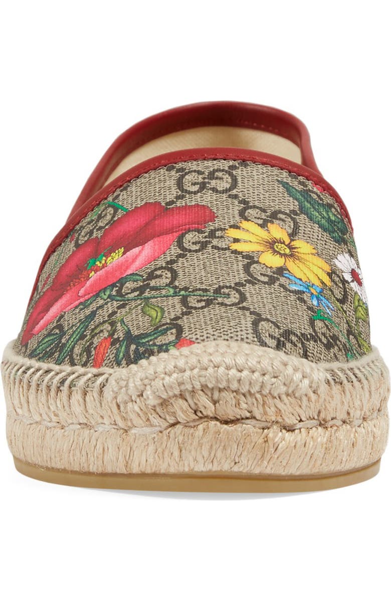 Gucci Pilar Floral GG Supreme Espadrille Flat, Alternate, color,