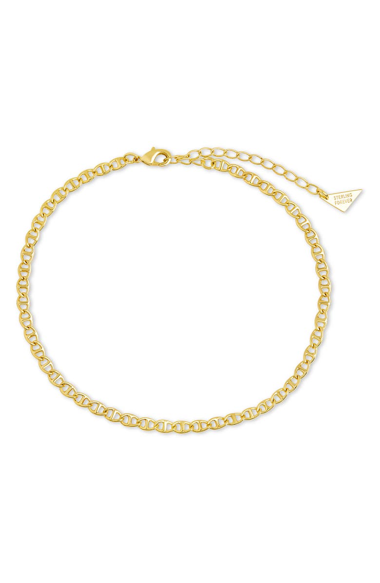 Sterling Forever Karina Mariner Chain Anklet, Main, color, Gold