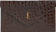 Saint Laurent Paris Croc Embossed Leather Pouch