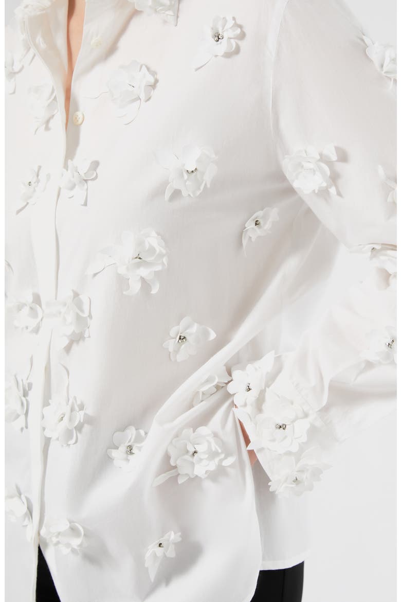 Fidato Crystal Flower Button-Up Shirt, Alternate, color, OPTICAL WHITE