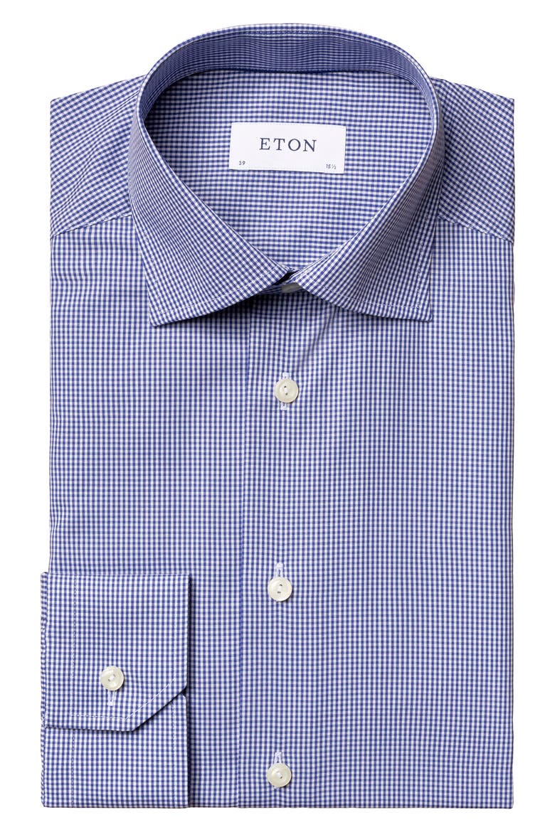 Contemporary Fit Check Dress Shirt, Main, color, MID BLUE