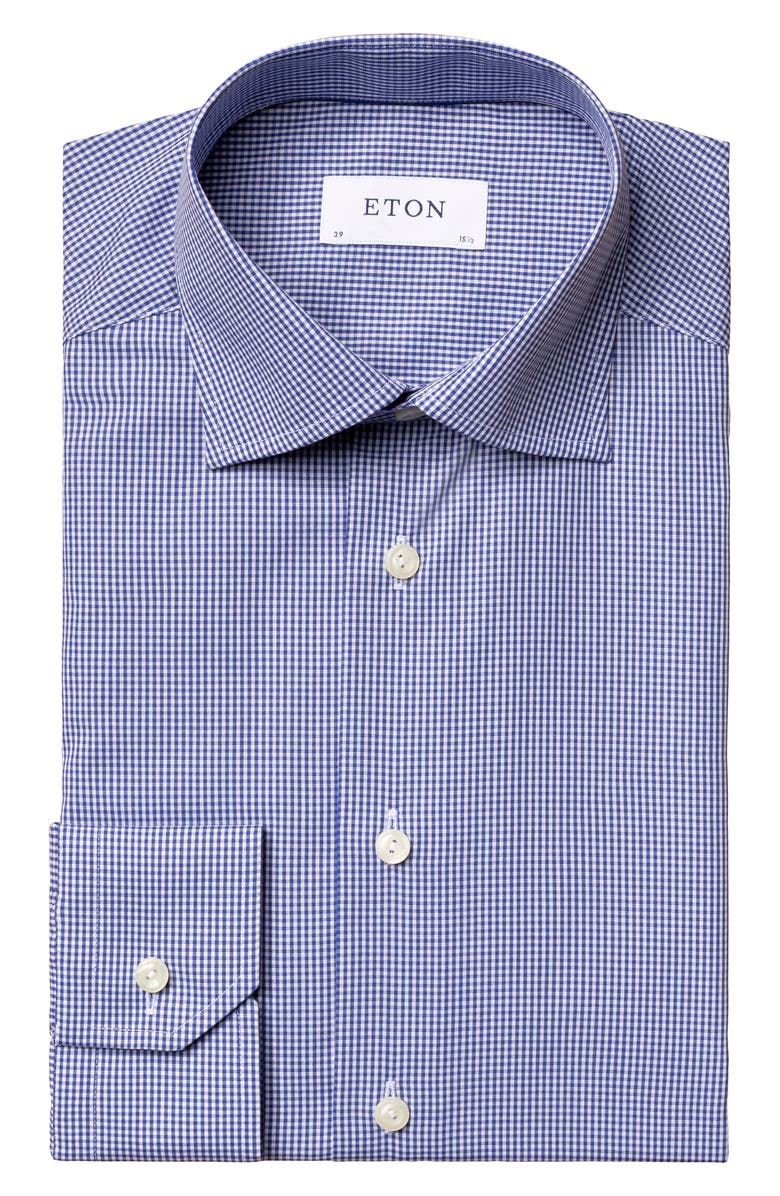Eton Contemporary Fit Check Dress Shirt, Main, color, 