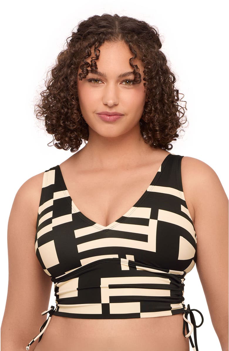 S3 Apparel Cinched Adjustable Midkini Top, Main, color, Off Grid