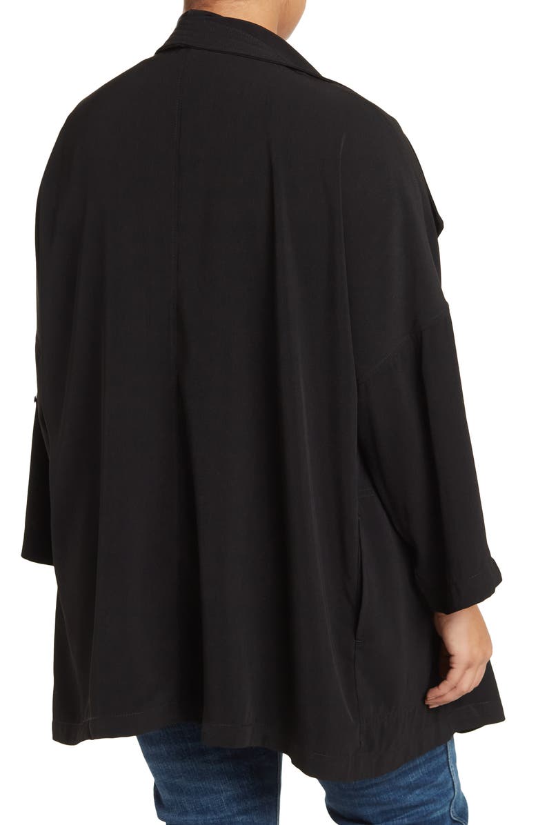 MAX STUDIO Draped Open Front Roll Sleeve Jacket, Alternate, color, 