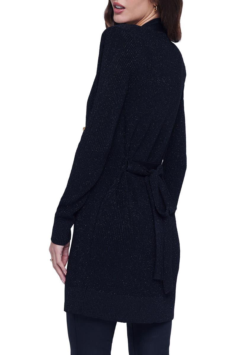 L'AGENCE Noe Metallic Double Breasted Rib Cardigan, Alternate, color,