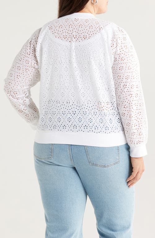 Caslonr Caslon(r) Embroidered Eyelet Cotton Zip-up Bomber Jacket