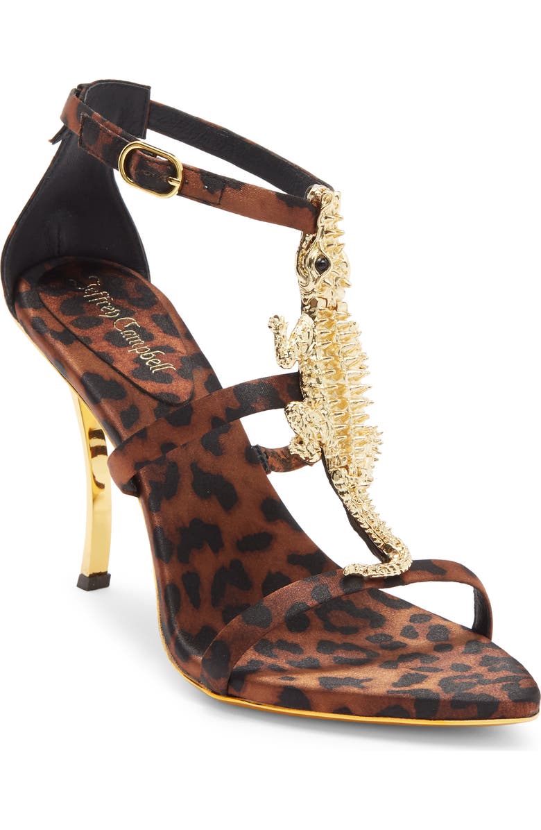 Jeffrey Campbell Everglades Ankle Strap Sandal, Main, color, Cheetah Satin Gold