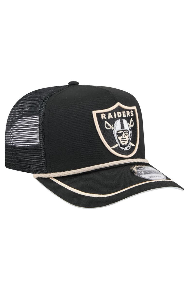 New Era Men's New Era Black Las Vegas Raiders Vintage Team Rope A-Frame Trucker 9FIFTY Snapback Hat, Alternate, color, 