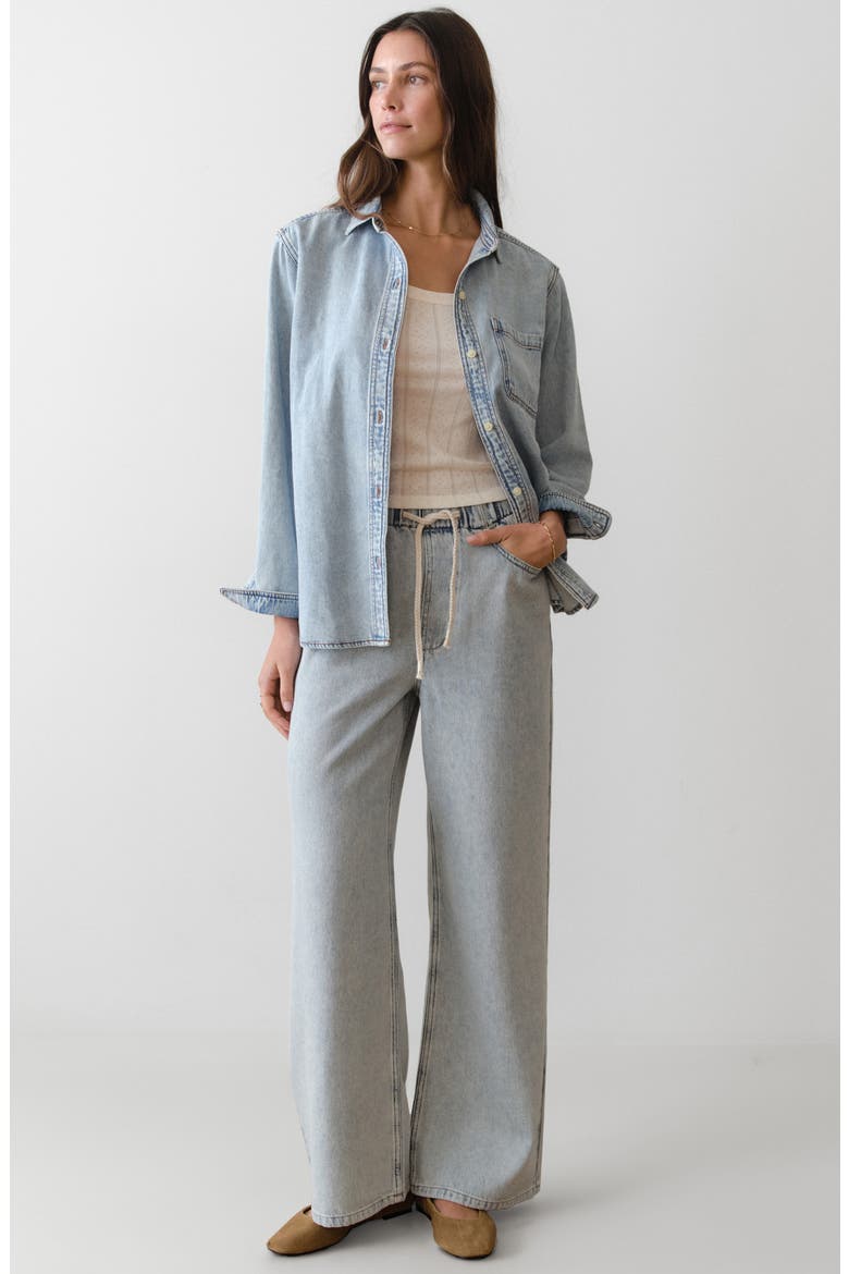 Ella Wide Leg Drawstring Jeans, Alternate, color, LIGHT WASH