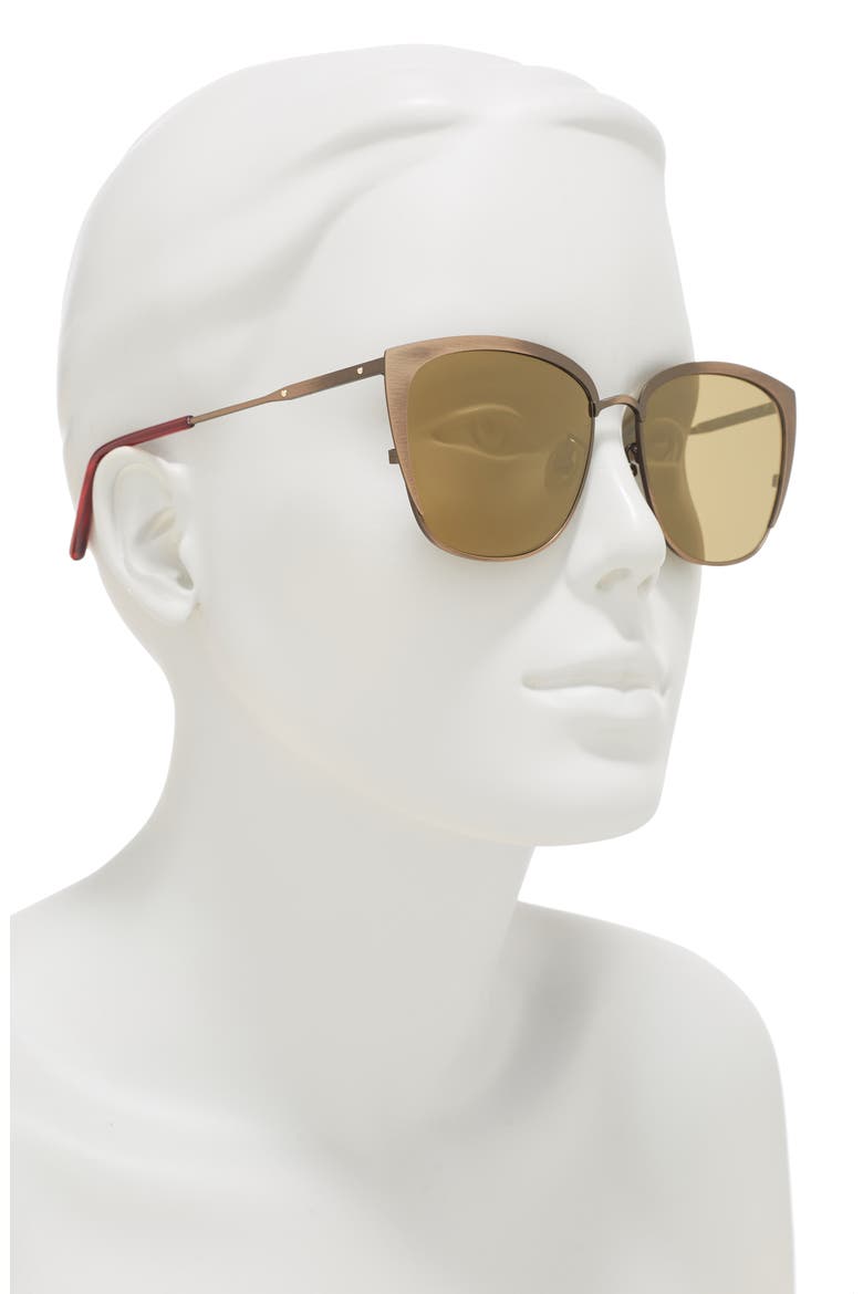 56mm Cat Eye Sunglasses, Alternate, color, BRONZE/MBZ