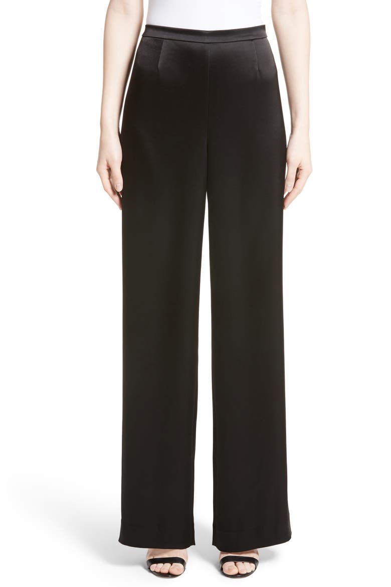 Kate Liquid Satin Pants, Main, color, CAVR CAVIAR