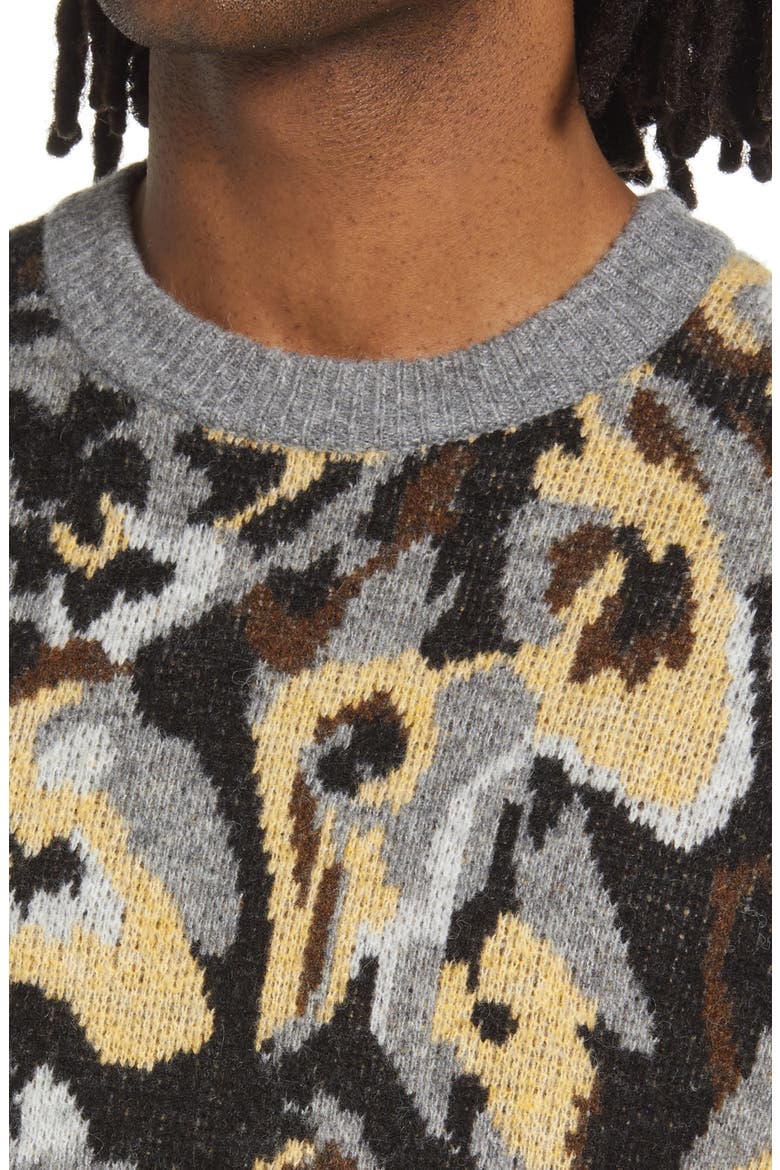 Long Sleeve Floral Graphic Sweater, Alternate, color, BLACK- GREEN FLORAL