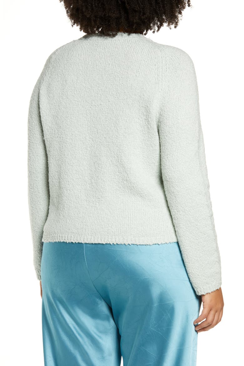 Crewneck Organic Cotton Blend Pebbled Sweater, Alternate, color, MINT