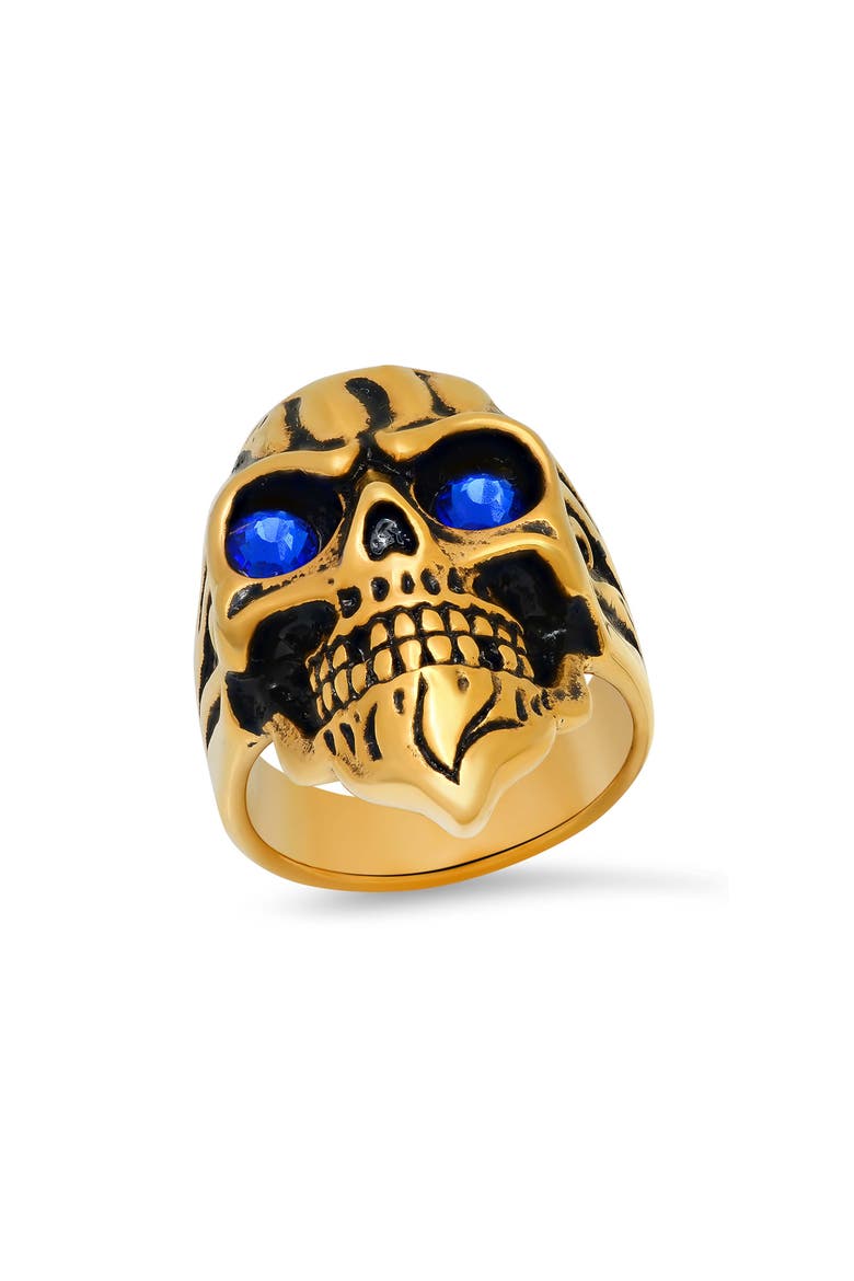 Crystal Eye Skull Ring, Main, color, GOLD/ BLUE