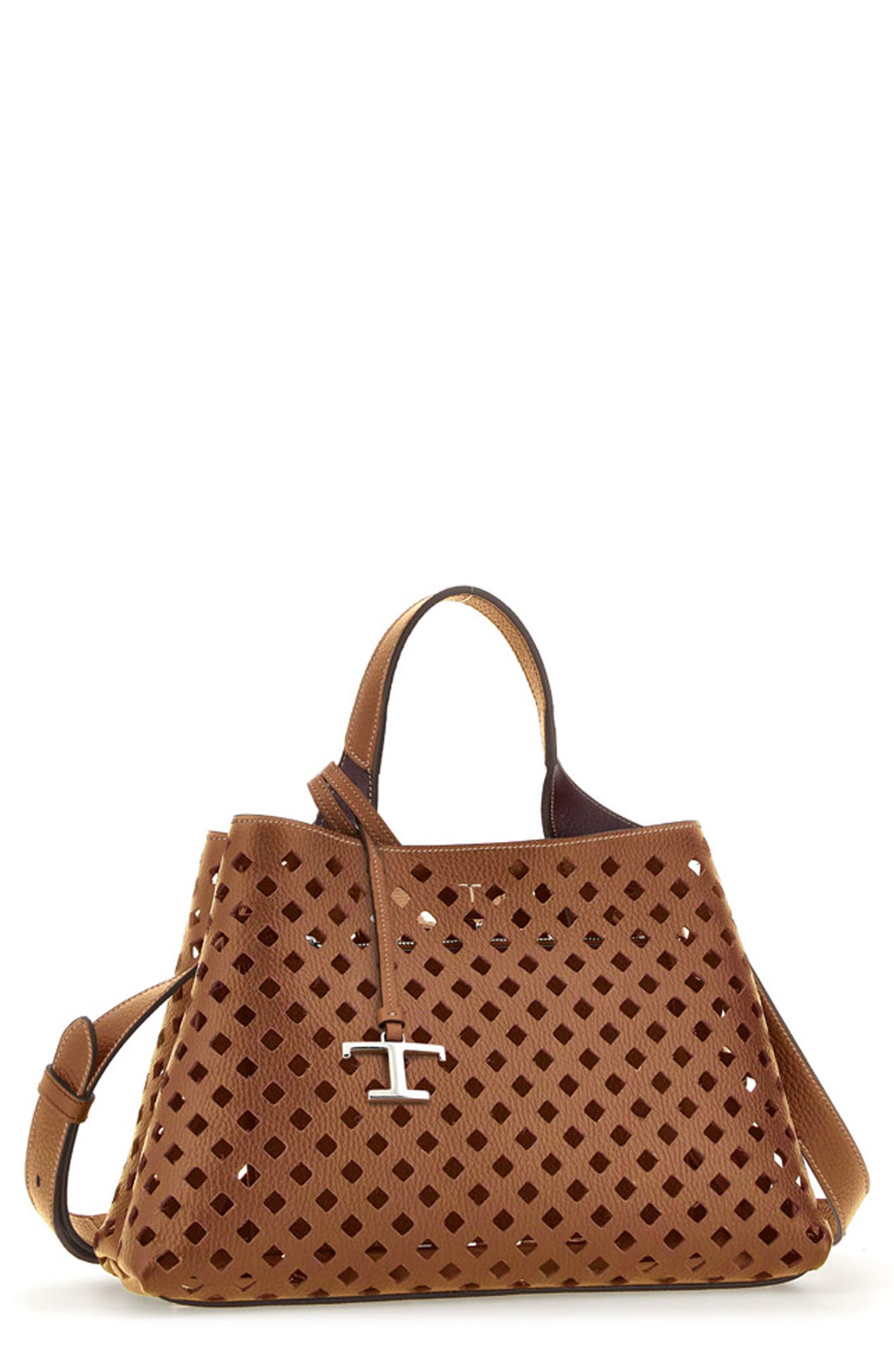 Tod's Apa Perforated Leather Top Handle Bag, Main, color, 
